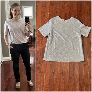 Anthropologie Monteau Silver Sparkle Party Top - size L